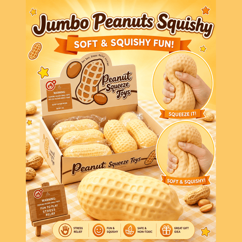 7" Jumbo Peanut Squishy Fidget Toy for Stress Relief