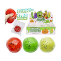 Slushy Squish fruit squishy balls in watermelon, green kiwi, and golden kiwi designs