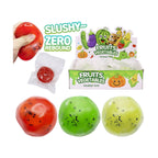 Slushy Squish fruit squishy balls in watermelon, green kiwi, and golden kiwi designs