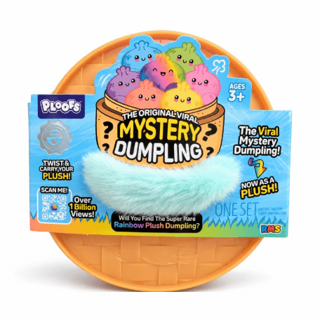 RMS Plush Mystery Dumpling in a dumpling basket case with fluffy carry handle