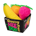 NeeDoh Groovy Fruit 3-Pack banana, strawberry, and orange squishies