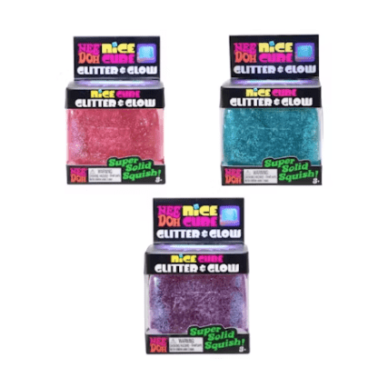 NeeDoh Nice Cube Glitter and Glow squishy fidget cube with shimmering glitter
