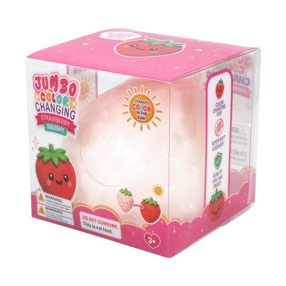 JUMBO Strawberry UV Light Changing Slime Filled Squishy